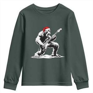 Funny Bigfoot Guitar Youth Sweatshirt Rock and Roll Christmas TS14 Dark Forest Green Print Your Wear