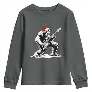 Funny Bigfoot Guitar Youth Sweatshirt Rock and Roll Christmas TS14 Dark Heather Print Your Wear