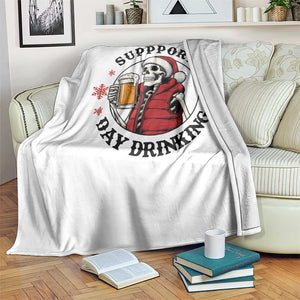 Funny Skeleton Beer Christmas Throw Blanket Support Day Drinking TS14 Print Your Wear