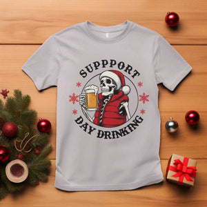 Funny Skeleton Beer Christmas T Shirt Support Day Drinking TS14 Ice Gray Print Your Wear