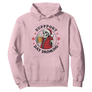 Funny Skeleton Beer Christmas Hoodie Support Day Drinking TS14 Light Pink Print Your Wear
