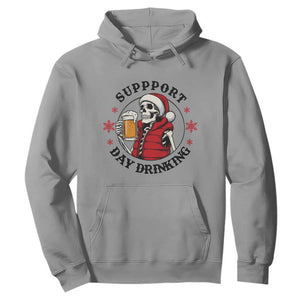 Funny Skeleton Beer Christmas Hoodie Support Day Drinking TS14 Sport Gray Print Your Wear