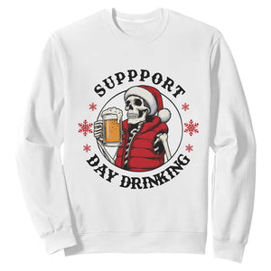 Funny Skeleton Beer Christmas Sweatshirt Support Day Drinking TS14 White Print Your Wear