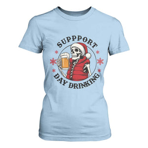 Funny Skeleton Beer Christmas T Shirt For Women Support Day Drinking TS14 Light Blue Print Your Wear