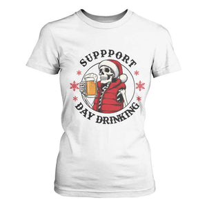 Funny Skeleton Beer Christmas T Shirt For Women Support Day Drinking TS14 White Print Your Wear
