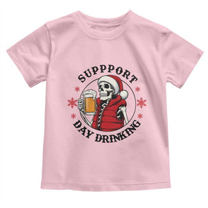 Funny Skeleton Beer Christmas Toddler T Shirt Support Day Drinking TS14 Light Pink Print Your Wear