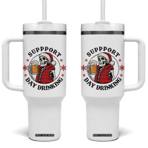 Funny Skeleton Beer Christmas Tumbler With Handle Support Day Drinking TS14 One Size: 40 oz White Print Your Wear