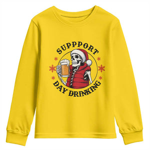 Funny Skeleton Beer Christmas Youth Sweatshirt Support Day Drinking TS14 Daisy Print Your Wear