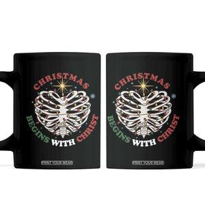 Funny Skeleton Christian Coffee Mug Christmas Begins With Christ TS14 Black Print Your Wear