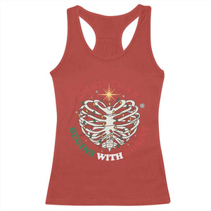 Funny Skeleton Christian Racerback Tank Top Christmas Begins With Christ TS14 Red Print Your Wear
