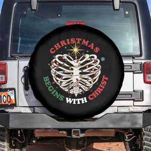 Funny Skeleton Christian Spare Tire Cover Christmas Begins With Christ TS14 No hole Black Print Your Wear