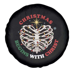 Funny Skeleton Christian Spare Tire Cover Christmas Begins With Christ TS14 Print Your Wear