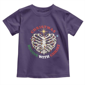 Funny Skeleton Christian Toddler T Shirt Christmas Begins With Christ TS14 Purple Print Your Wear