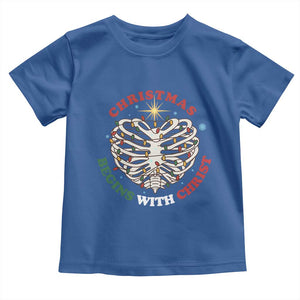 Funny Skeleton Christian Toddler T Shirt Christmas Begins With Christ TS14 Royal Blue Print Your Wear