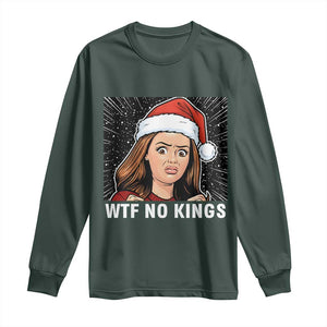 No Kings Long Sleeve Shirt Funny Doll Face Meme Christmas TS14 Dark Forest Green Print Your Wear