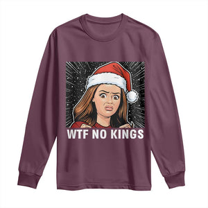 No Kings Long Sleeve Shirt Funny Doll Face Meme Christmas TS14 Maroon Print Your Wear