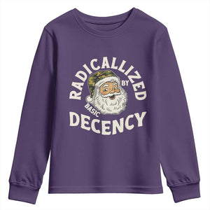 Funny Santa Camo Christmas Youth Sweatshirt Radicalized By Basic Decency TS14 Purple Print Your Wear