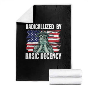 Statue of Liberty Patriotic Throw Blanket Radicalized By Basic Decency TS14 Black Print Your Wear
