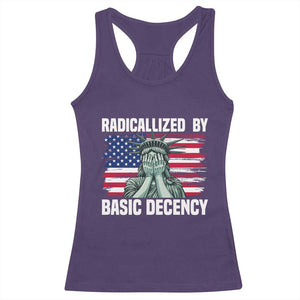 Statue of Liberty Patriotic Racerback Tank Top Radicalized By Basic Decency TS14 Purple Print Your Wear
