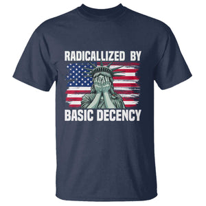 Statue of Liberty Patriotic T Shirt Radicalized By Basic Decency TS14 Navy Print Your Wear