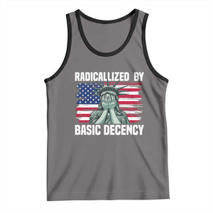 Statue of Liberty Patriotic Tank Top Radicalized By Basic Decency TS14 Deep Heather Black Print Your Wear