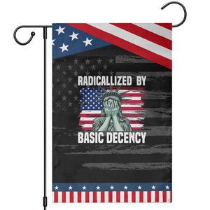 Statue of Liberty Patriotic Garden Flag Radicalized By Basic Decency TS14 Distressed Black Blue Print Your Wear