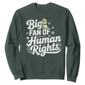 Resist Frog Christmas Sweatshirt Big Fan Of Human Rights Political Meme TS14 Dark Forest Green Print Your Wear