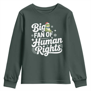 Resist Frog Christmas Youth Sweatshirt Big Fan Of Human Rights Political Meme TS14 Dark Forest Green Print Your Wear