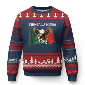Immigration Rights Protest Ugly Christmas Sweater Chinga La Migra Anti Fascism TS14 Navy Red Print Your Wear