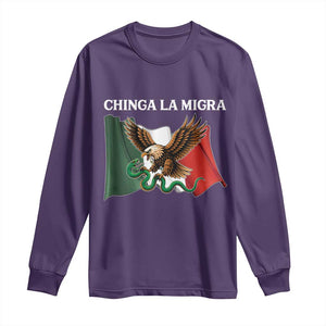 Immigration Rights Protest Long Sleeve Shirt Chinga La Migra Anti Fascism TS14 Purple Print Your Wear
