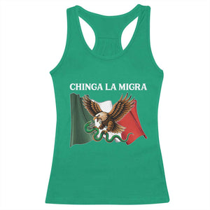 Immigration Rights Protest Racerback Tank Top Chinga La Migra Anti Fascism TS14 Irish Green Print Your Wear