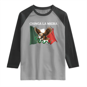 Immigration Rights Protest Raglan Shirt Chinga La Migra Anti Fascism TS14 Sport Gray Black Print Your Wear