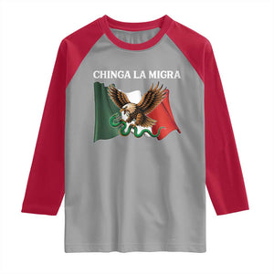 Immigration Rights Protest Raglan Shirt Chinga La Migra Anti Fascism TS14 Sport Gray Red Print Your Wear