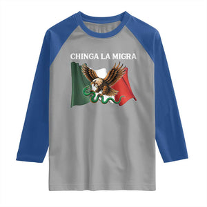 Immigration Rights Protest Raglan Shirt Chinga La Migra Anti Fascism TS14 Sport Gray Royal Print Your Wear