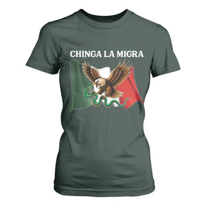Immigration Rights Protest T Shirt For Women Chinga La Migra Anti Fascism TS14 Dark Forest Green Print Your Wear