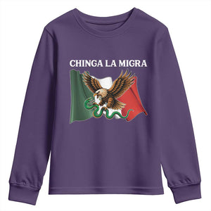 Immigration Rights Protest Youth Sweatshirt Chinga La Migra Anti Fascism TS14 Purple Print Your Wear