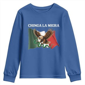 Immigration Rights Protest Youth Sweatshirt Chinga La Migra Anti Fascism TS14 Royal Blue Print Your Wear