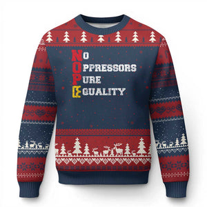 No Kings Ugly Christmas Sweater No Oppressors Pure Equality TS14 Navy Red Print Your Wear