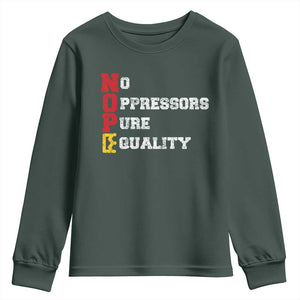 No Kings Youth Sweatshirt No Oppressors Pure Equality TS14 Dark Forest Green Print Your Wear