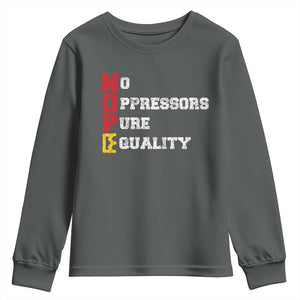 No Kings Youth Sweatshirt No Oppressors Pure Equality TS14 Dark Heather Print Your Wear