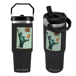 No Kings Flip Straw Tumbler Statue of Liberty Political Protest TS14 One Size: 30 oz Black Print Your Wear