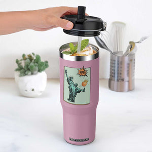 No Kings Flip Straw Tumbler Statue of Liberty Political Protest TS14 One Size: 30 oz Light Pink Print Your Wear
