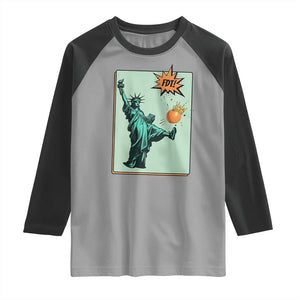 No Kings Raglan Shirt Statue of Liberty Political Protest TS14 Sport Gray Black Print Your Wear