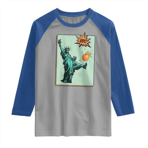 No Kings Raglan Shirt Statue of Liberty Political Protest TS14 Sport Gray Royal Print Your Wear