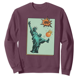 No Kings Sweatshirt Statue of Liberty Political Protest TS14 Maroon Print Your Wear