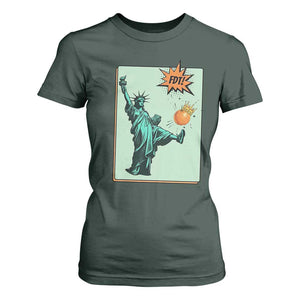 No Kings T Shirt For Women Statue of Liberty Political Protest TS14 Dark Forest Green Print Your Wear