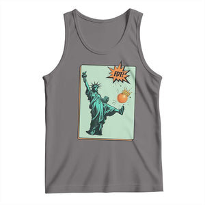 No Kings Tank Top Statue of Liberty Political Protest TS14 Deep Heather Print Your Wear