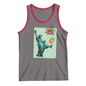 No Kings Tank Top Statue of Liberty Political Protest TS14 Deep Heather Red Print Your Wear