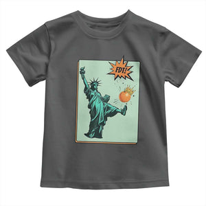 No Kings Toddler T Shirt Statue of Liberty Political Protest TS14 Dark Heather Print Your Wear