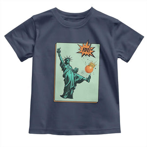 No Kings Toddler T Shirt Statue of Liberty Political Protest TS14 Navy Print Your Wear